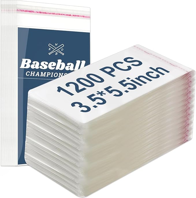 Lewtemi 1200 Pcs Graded Card Sleeves Resealable Team Bags for Trading Cards Baseball Sports Slabs Holders Plastic Collectible Slabs Protection,3.5" x 5.5"