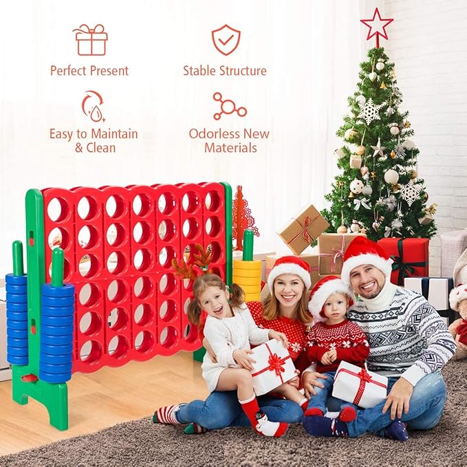 Costzon Giant 4-in-A-Row, Jumbo 4-to-Score Giant Games for Kids & Adults, Indoor Outdoor Party Family Connect Plastic Game, 4 Feet Wide by 3.5 Feet Tall with Carrying Bag