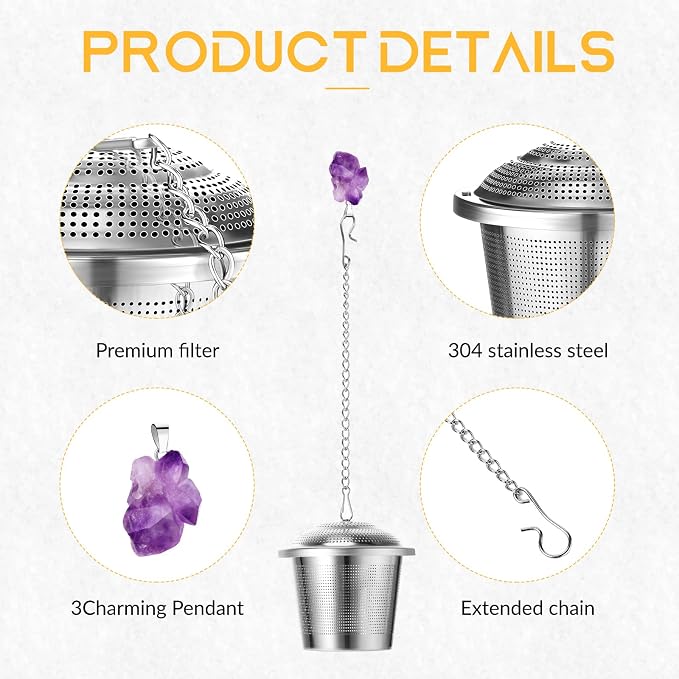 Vesici 6 Sets Loose Leaf Tea Infusers Stainless Steel Steeper Ball for Loose Tea Holder Mesh Strainer Filters with Drip Trays and Pendant
