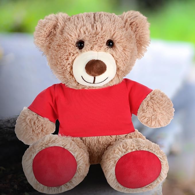 Bear Tee Shirt Fit Most Bear Clothes Stuffed Animal Clothes Shirt Basic Stuffed Bears Dolls Shirt (14-18inch,Red)