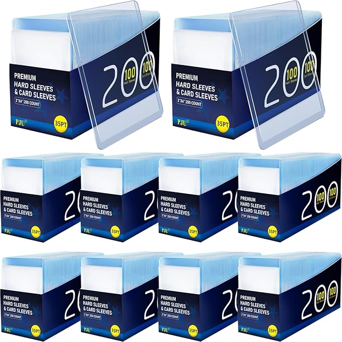 2000 Hard Plastic Card Sleeves, Premium Baseball Card Protectors, 3"x 4" Trading Cards Sleeves, Sports Game Cards Holder Top Cases (1000 Hard Sleeve + 1000 Soft Sleeve)