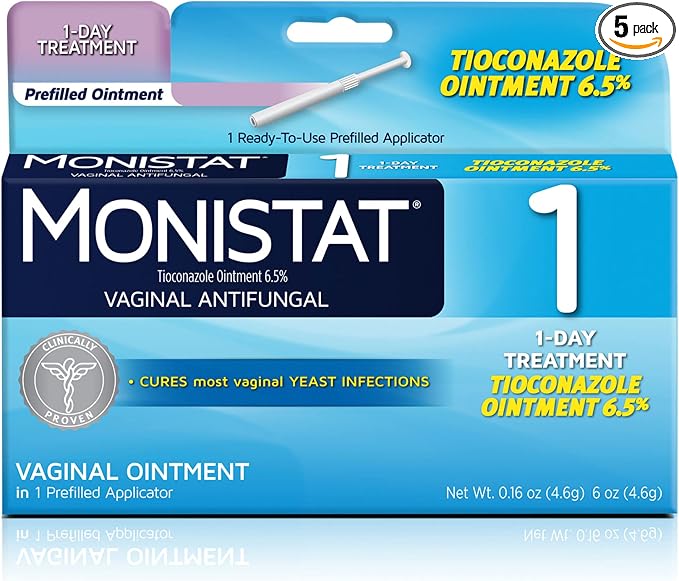 RepHresh Vaginal Gel 4ct (0.07oz) and Monistat 1 Day Yeast Infection Treatment for Women with 1 Tioconazole Ointment Applicator