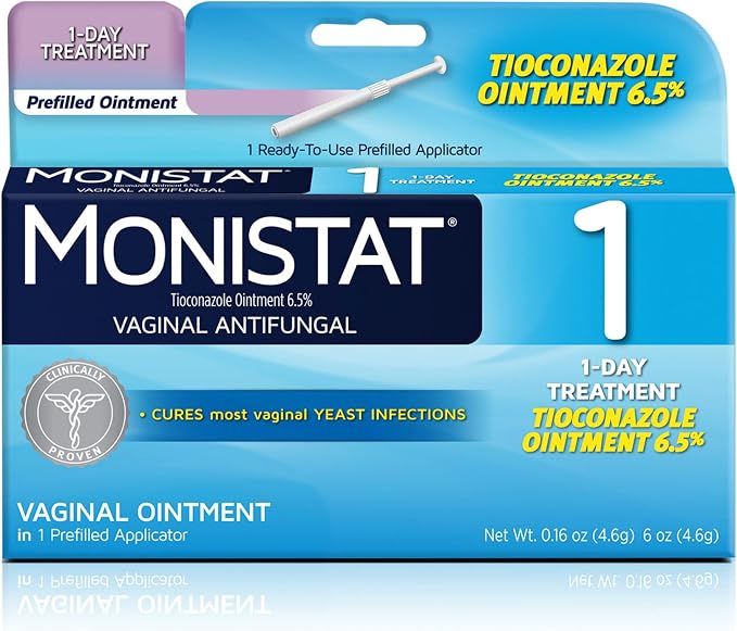 Monistat 1 Day Yeast Infection Treatment, 1 Tioconazole Applicator Feminine Wipes, 12 Count