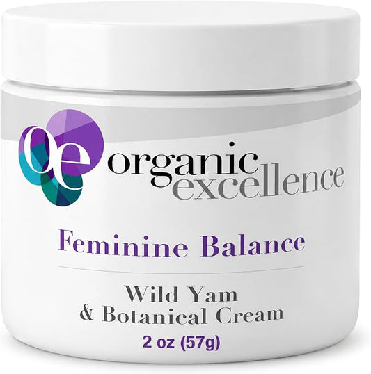 Organic Excellence Feminine Balance Wild Yam & Botanical Cream for Women – 2 fl oz