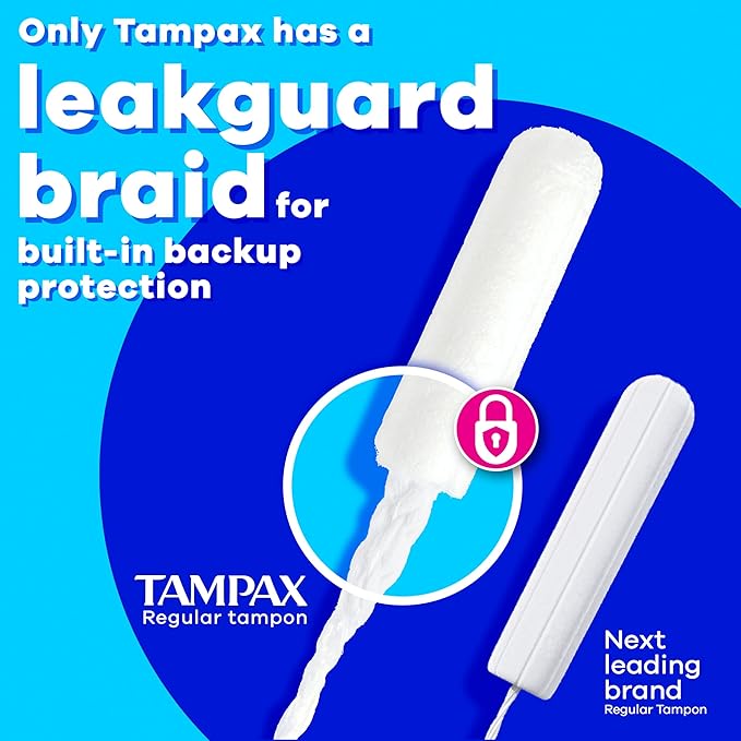 Tampax Pearl Plastic Tampons for Women Multipack, with LeakGuard Braid, Light/Regular/Super Absorbency, Unscented, 204 Count (6 Packs of 34)