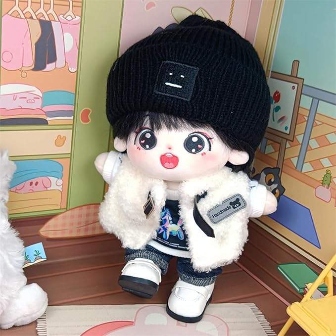 20cm Plush Doll Clothes Set, Kpop Doll Outfit Plush Coat Pants Shoes for 8 inch Plush Doll Soft Stuffed Animal, Dress-Up Play (Mechanical Vest Four pcs)
