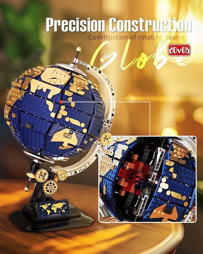 dOvOb Decor Globe Building Blocks Set (1455 PCS), Geographical Science Idea Educational Model Building Toys, as Gift for Kids or Adult