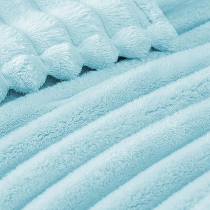 Exclusivo Mezcla Striped Twin Size Fleece Blanket for Bed, Couch, 60"x80" | Soft Breathable Cozy Bed Blankets, Lightweight Plush Fluffy Fuzzy Jacquard Decorative Blankets