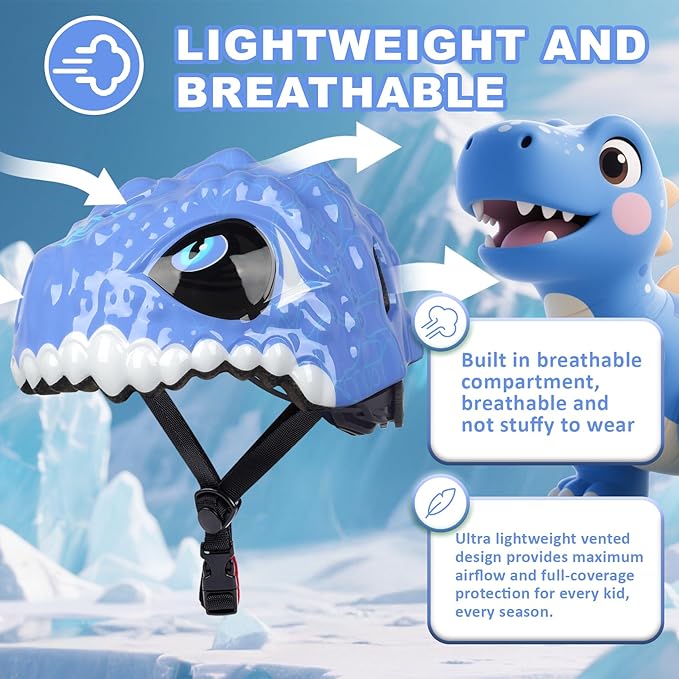 Toddler Kids Bike Helmet,3D Dinosaur Helmets for Boys Girls Infant/Baby to Children 1/2/3/4/5/6/7/8 Years Old Lightweight Adjustable Multi-Sports Bicycle Scooter Skateboard Skating Cycling