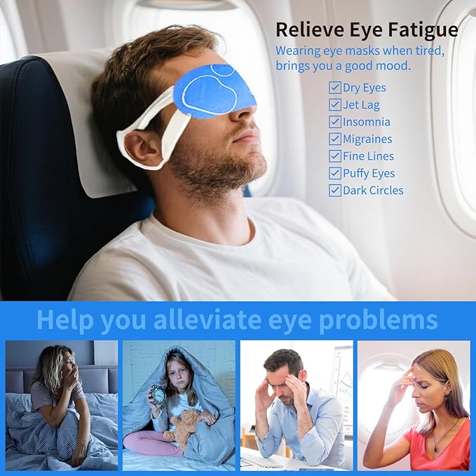 48 Packs Steam Eye Mask for Eyes, Warm Compress Eye Mask, Self Heating Eye Masks Help for Eye Spa, Disposable Heated Eyes Mask for Sleeping Relief Stress Eye Fatigue(Unscented)