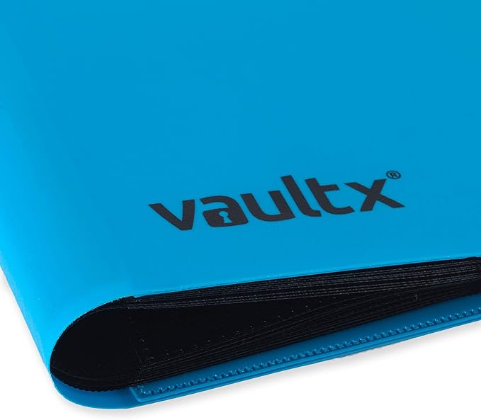 Vault X 4 Pocket Standard Strap Binder, Holds 160 Trading Cards in 20 Side-Loading Pages (Blue)
