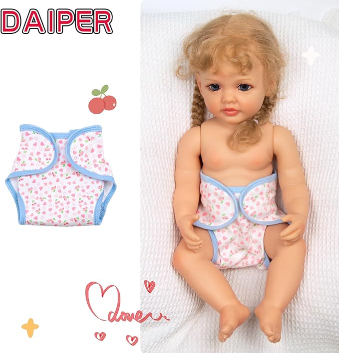Reborn Baby Doll Clothes Set 5-Pieces Swaddle Blanket and Adjustable Reusable Diaper for 17-22 Inch Newborn Dolls Soft Sleeping Sack Realistic Doll Accessories