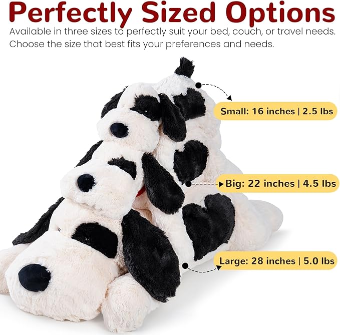 meowtastic Black & White Dog Weighted Stuffed Animals - 22 Inch 4.5 Pounds Weighted Plush Dog Stuffed Animals - Big Stuffed Dog Plush Pillow - Cute Plush Toys Gifts for Kids & Adults (22" 4.5 lbs)