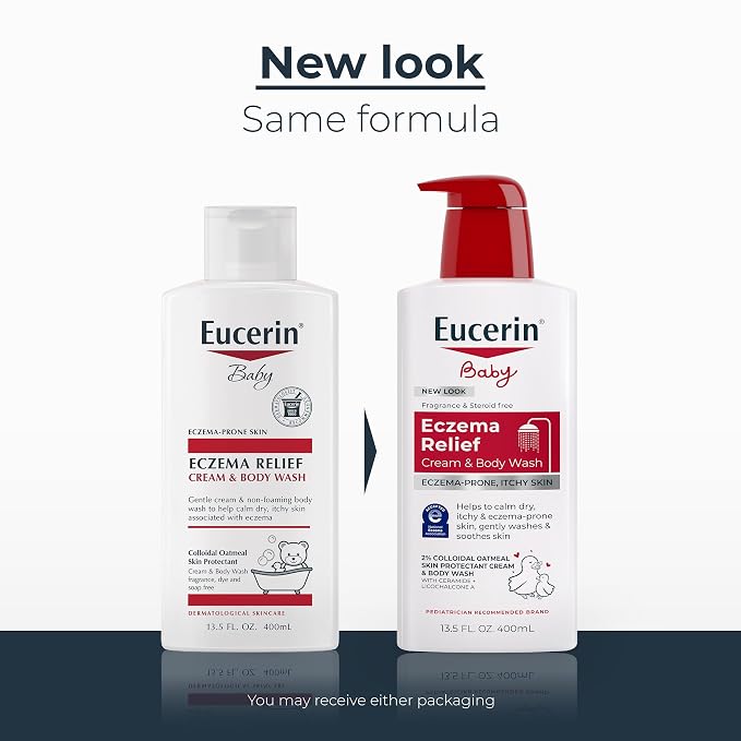 Eucerin Baby Eczema Relief Cream Body Wash, Fragrance Free Eczema Body Wash for Babies with Colloidal Oatmeal, 13.5 Fl Oz Bottle