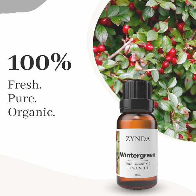 Wintergreen Essential Oil 100% Pure & Natural – Uncut Premium Grade Wintergreen Oil for Aromatherapy, Massage, Diffuser, and Skincare – Refreshing Minty Cool Essential Oils (10ml)
