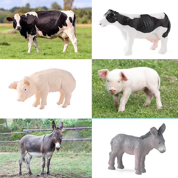 EOIVSH Farm Animal Figures Toys for Kids Toddlers, 22pcs Farm Figurines Playset Includes Farmer Tractor Figures, Realistic Barn Toy Pretend Play Set for Boys Girls 3-12 Years Old