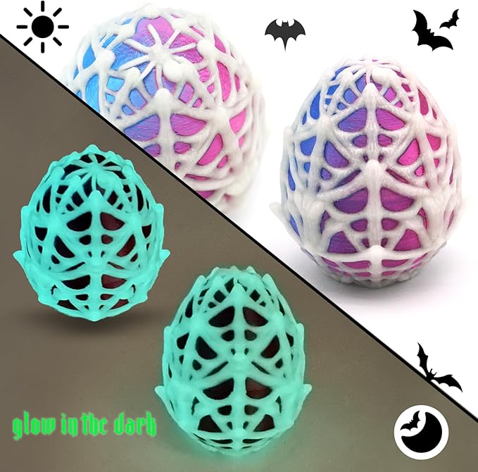 10 Pack 3D Printed Spider Egg with Spider Inside, Glow in The Dark Halloween Toys Bulk for Kids, Surprise Stuffed Animals Fidget Toys, Halloween Decorations Gifts for Girls Boys Party Favors Supplies