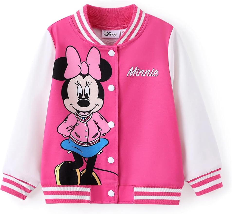 Disney Minnie Mickey Stitch Princess Frozen Marvel Jacket Lightweight Coat Button up Color Block Sweatshirt Sizes 2-14 Years