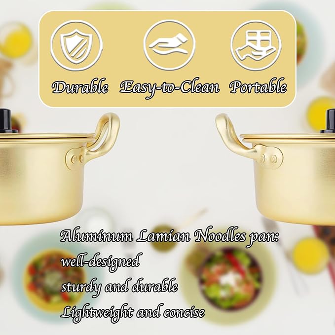 Ramen Pot, 2 Pack Korean Pots Korean Ramen Pot With Lid 2 Spoons And 2 Pairs Of Chopsticks For Kitchen Cookware