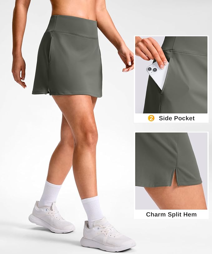 14"/16" Skorts with 3 Pockets | Side Slits, High Waisted, Built-in Shorts, A Line, Casual, Pickleball, Athletic, Golf, Tennis Skirt, for Women