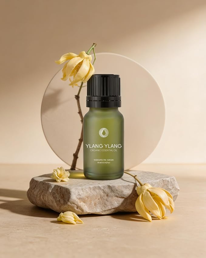 Bursera Organic Ylang Ylang Essential Oil, Tree Planted with Every Order, 100% Pure Ylang Ylang Oil, 10ml Undiluted High Grade Natural Oil for Diffuser, Shower, Skin and Aromatherapy