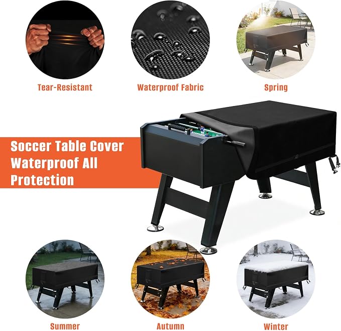 Kovshuiwe Foosball Table Cover Outdoor Waterproof Soccer Table Cover Heavy Duty Rectangular Patio Football Game 58"x52"x30"(LxWxH )