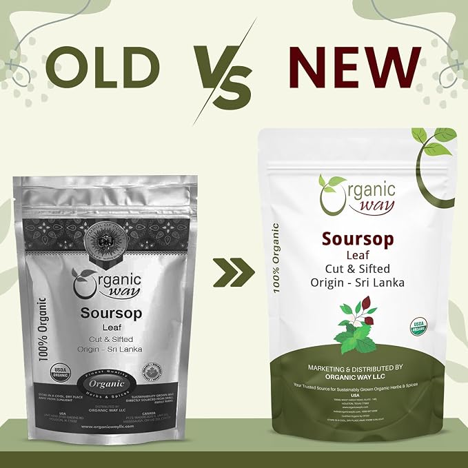 Organic Way Dried Soursop Leaf Coarse Cut (Annona Muricata) - Herbal Tea | Vegan, Non GMO & Gluten Free | Kosher Certified | Resealable Bag | 100% Raw from Sri Lanka (8 Ounces)