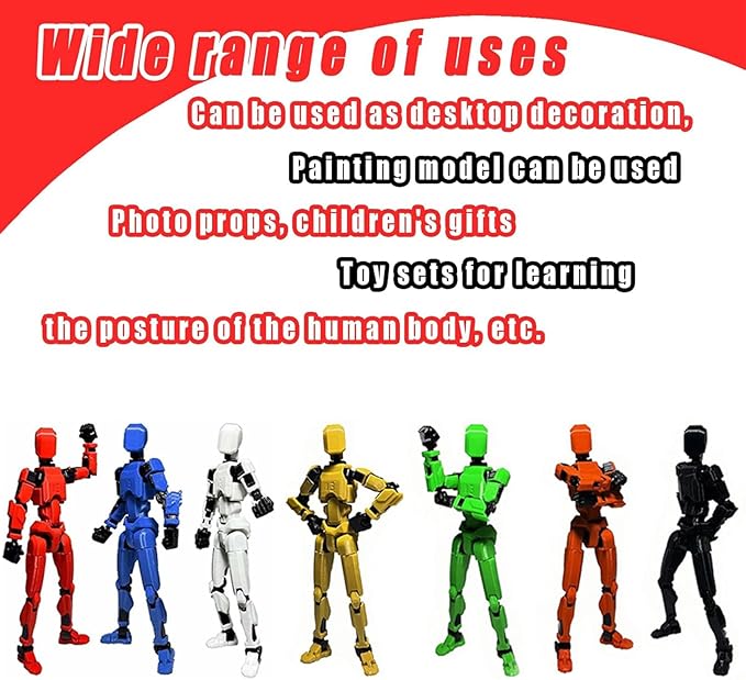7PCS Assembly Completed T13 Action Figure 3D Printed Multi-Jointed Movable,Lucky 13 Action Figures,Multi-Articular Action Figures,Desktop Decorations,Creative Gifts (7 Colors)