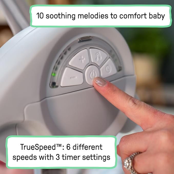 Ingenuity Comfort 2 Go Portable Swing - Endless Bloom - 6 Speeds - 10 Melodies - 2 Toys - 0-9M