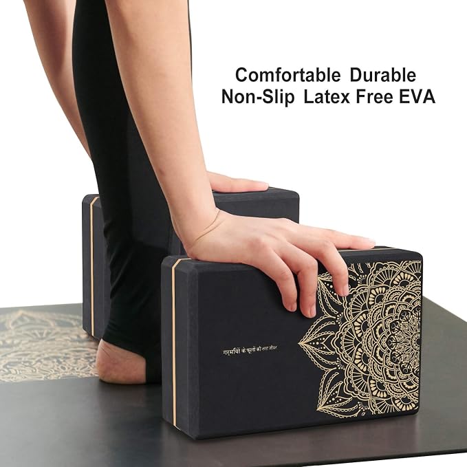 nuveti Yoga Blocks Set of 2, High Density Yoga Brick Foam Blocks to Improve Strength, Flexibility and Balance Brick Foam Blocks