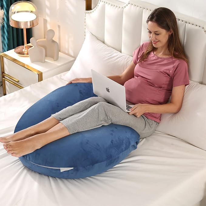 BATTOP Pregnancy Pillows for Sleeping,Body Maternity Pillow with Cooling Washable Cover,Support for Back,Hips,Legs,Belly for Pregnant Women,New Mom Gifts for Women (Dark Blue)