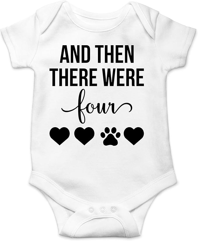 AW Fashions And Then There Were Four Baby Bodysuit Cute Newborn Boy Outfit Funny Baby Romper Girl Clothes