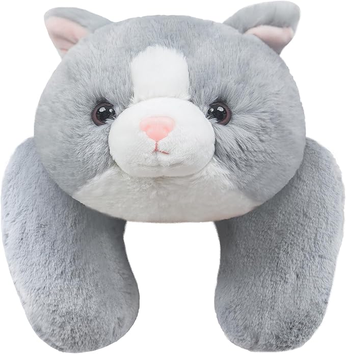 Niuniu Daddy 20" | 3.3 Pound Weighted Cat Stuffed Animals for Kids, Weighted Cat Plush Toy for Toddler Teens Adults, Large Grey Kitty Plushies Pillow with Soft Fur for Present Christmas Birthday