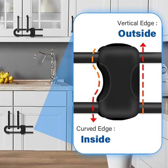 Baby Proofing Cabinets,Cabinet Locks for Babies,12 Pack U-Shaped Child Locks for Cabinets, Child Proof Cabinet Latches,Child Safety Cabinet Locks with Adjustable by SPISPI (Black)