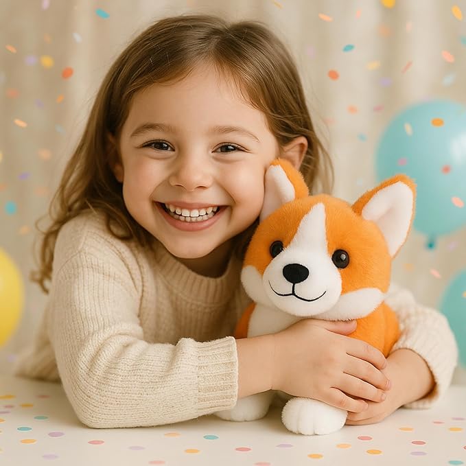 Corgi Plush Toy, 12 Inch Cute Stuffed Animal, Soft Kawaii Dog Pillow, Realistic Welsh Corgi Puppy, Gifts for Kids and Dog Lovers, Orange and White