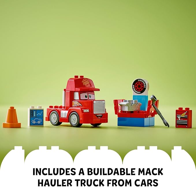 LEGO Disney Pixar Mack at The Race Cars Toys - Pixar Cars Birthday Gift for Toddlers, Preschool, Boys & Girls, Ages 2+ - Educational Building Toys Set - 10417