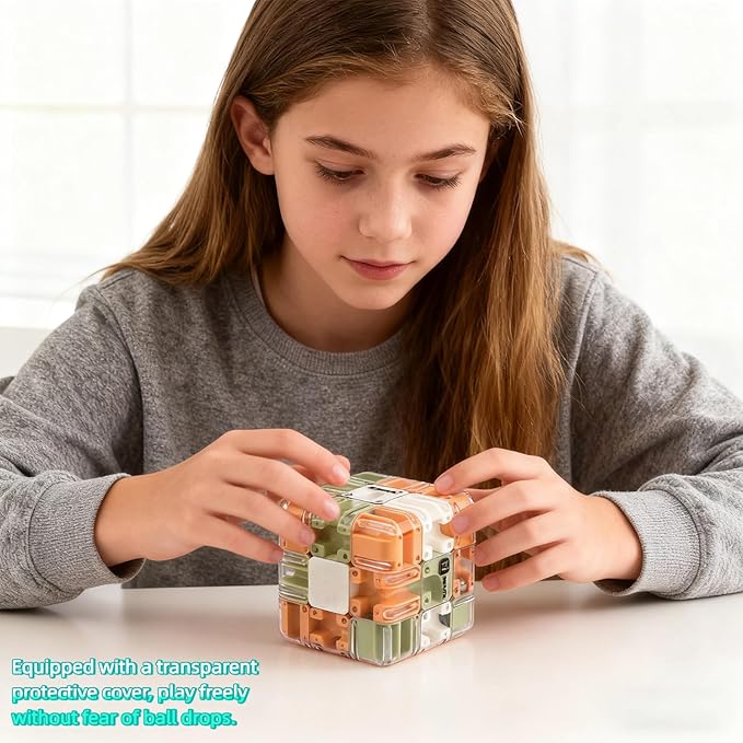3D Maze 3x3 Speed Cube, 3x3 Maze Ball Labyrinth Game, Unlock The Path from Start to Finish, Challenging Fidget Toy & Concentration Game for Kids & Adults (A)