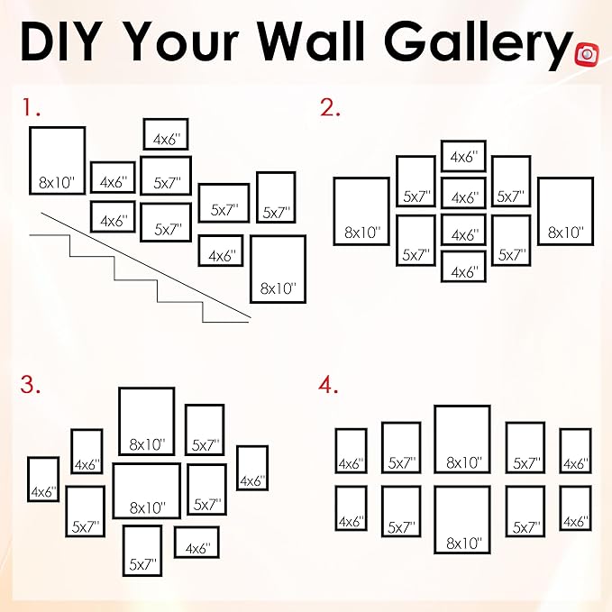 10 Pack Natural Picture Frames Collage Wall Decor for Mounting or Tabletop Display, Gallery Wall Frame Set with Two 8x10 Natural Frames, Four 5x7 and Four 4x6 Frames, Multi-Pack Photo Frame Set
