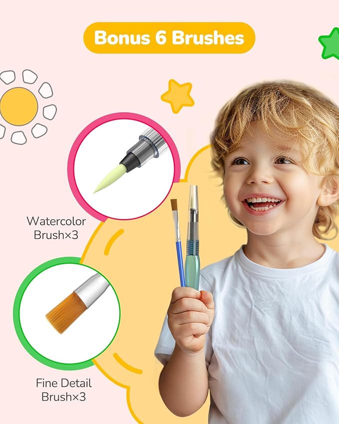 TECJOE 3 Pack Paint with Water Coloring Books for Toddlers, Watercolor Paint Set with 6 Brushes, Mess Free Painting for Kids Ages 4-8, Birthday Gifts Arts & Crafts Toy - Traffic, Princess, Dinosaur