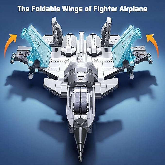Military Fighter Jet Building Set for Boys Age 8-12,Airplane Aircraft Model Toys with Foldable Wings,Army Plane Kits,STEM Birthday Gifts for Old Kids Adult Teens 6+ 8-14(577PCS)