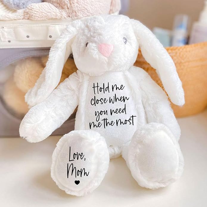 Custom Plush Bunny Keepsake Toy Hold Me Close Worry Hug Rabbit Personalized Stuffed Animal Doll Baby Shower Birthday Gift