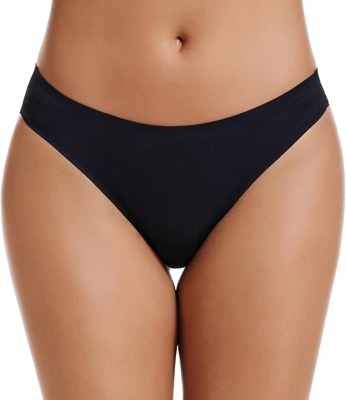 voenxe Seamless Women Underwear Thongs,No Show Ladies Thong,No Line Workout Breathable Comfortable Panties,Soft Undies,5-Pack