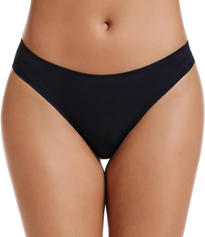 voenxe Seamless Women Underwear Thongs,No Show Ladies Thong,No Line Workout Breathable Comfortable Panties,Soft Undies,5-Pack