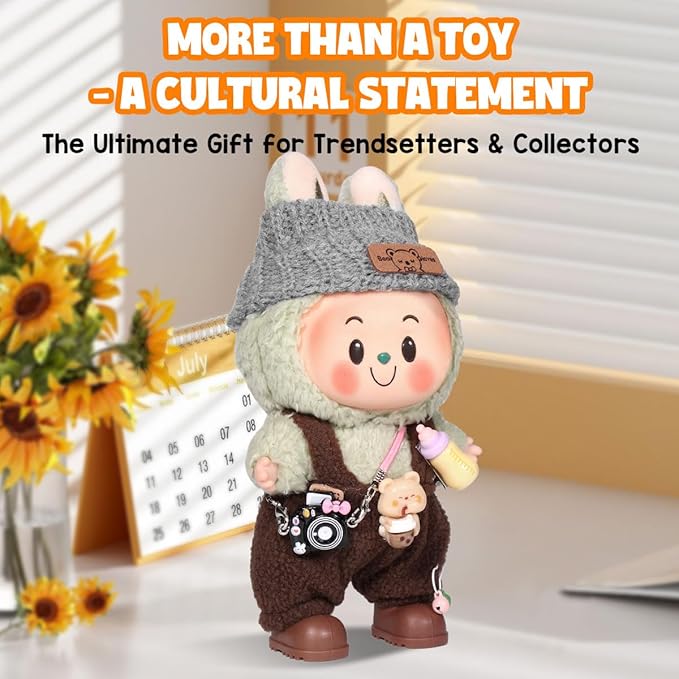 AICase for 17cm Doll Clothes/Outfit,Clothing Set for 17cm Doll,3 Piece Set Hat Clothing,Boys and Girls Stylish Adorable Clothes Accessories_Brown-14