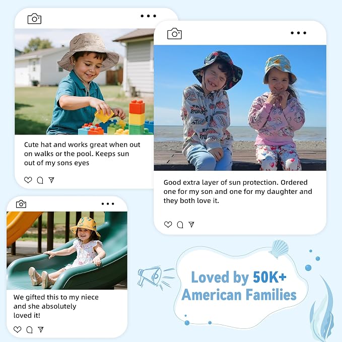 Baby Sun Hat UPF 50+ Sun Protective Toddler Bucket Hat Summer Kids Beach Hats Wide Brim Outdoor Play Hat for Boys Girls