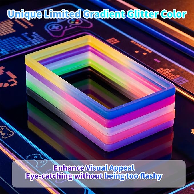 NAKIS Slab Guard for PSA Graded Cards, 5-Pack TPU Slab Protector Graded Guard Bumper Guard for PSA Graded Card Only, Gradient Color Glitter Limited Edition, (5) Multi-Color Combination 4