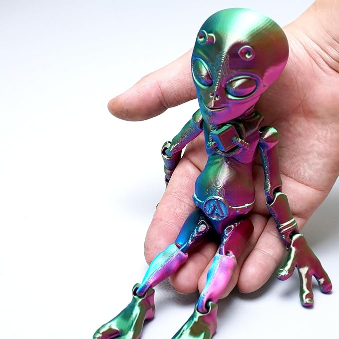 3D Printed Alien Model,Flexible Realistic Articulated Animal Fidget Toys,Mystery Figurines Gifts for Easter,Executive Desk Funny Décor and Festival Collectible,Easter Basket Stuffers (RGB)