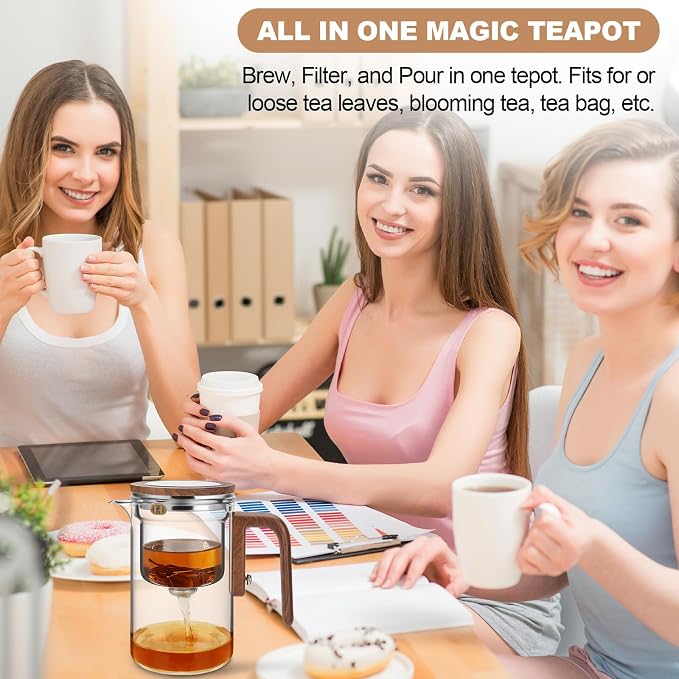 Enchanti Tea Pot, Glass Teapot with Removable Infuser, Magnetic Loose Leaf Tea Steeper, Magic Witchcraft Tea Pot with Strainer for Water Separation, Gift Package, 20.3oz/600ml