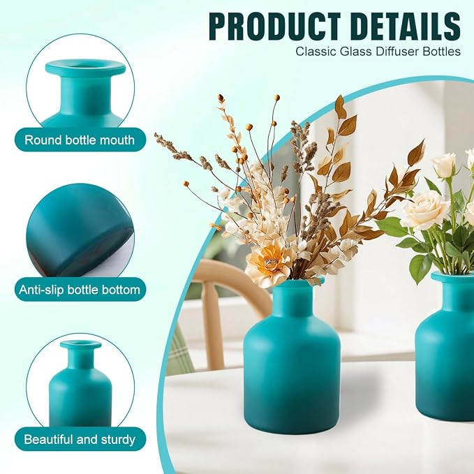 1Pcs 150ml/5oz Empty Glass Diffuser Bottle Aromatherapy Jar Container Fragrance Accessories Use with Essential Oils Replacement Diffusers Reed Sticks DIY Crafts Decor Blue Gradient