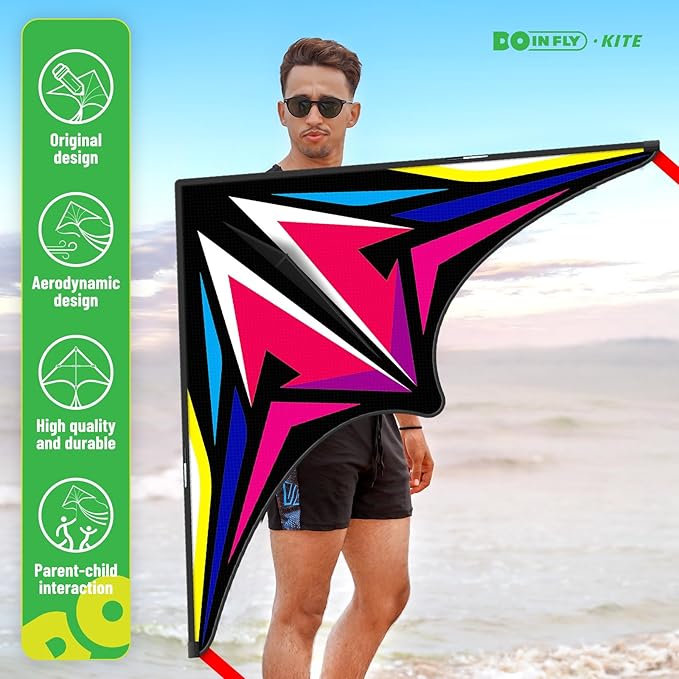 Delta Kite for Kids & Adults, Extremely Easy to Fly Kite, Suitable for Family outings, Outdoor Games and activitie